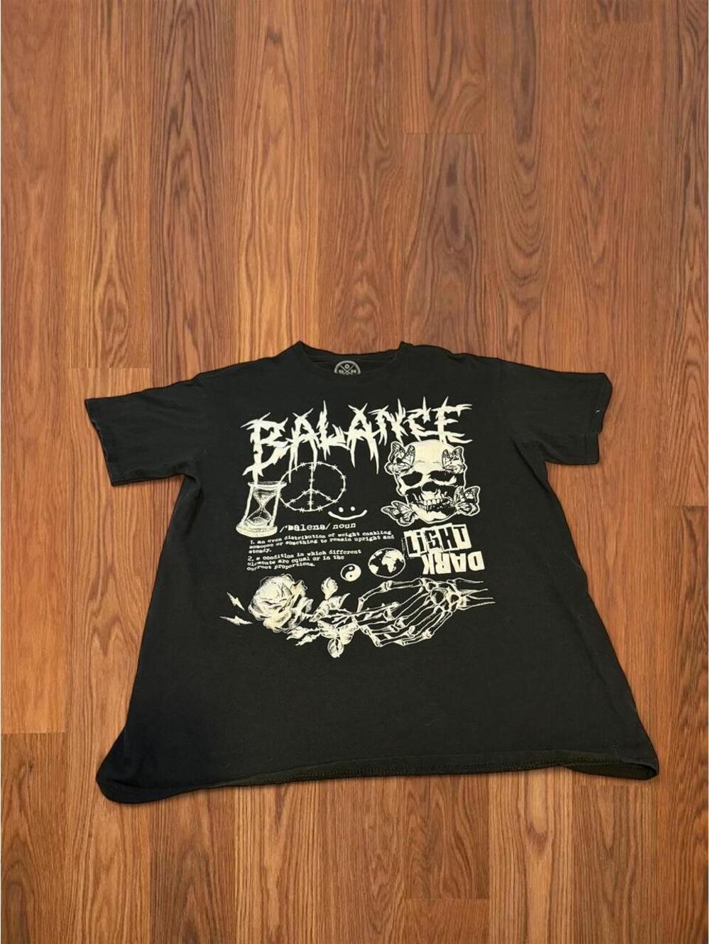 DOMREBEL Womens Black and Grey Punk Styled short sleeve Tshirt